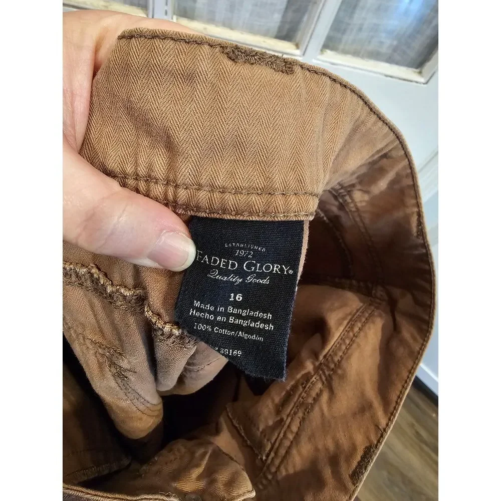 Faded Glory Brown Denim Knee Length‎ Skirt Women's Size 16